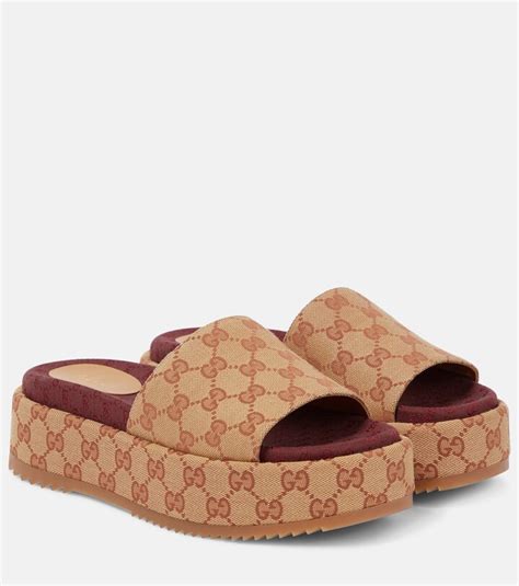 gucci leopard slides|gucci canvas platform sandals.